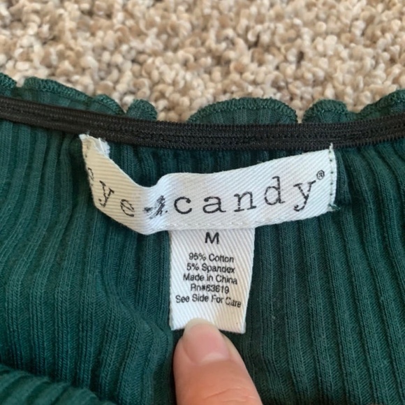 DARK Green Off the Shoulder Top - Picture 5 of 5